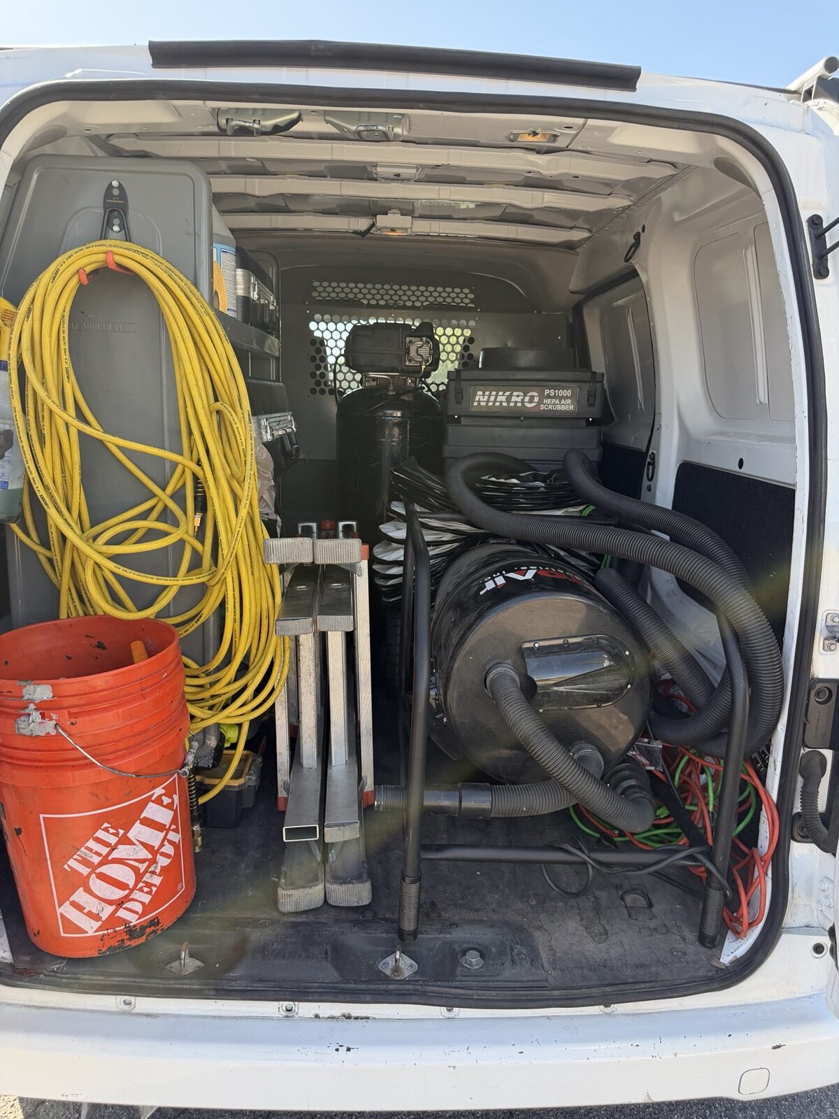 Professional duct cleaning equipment in the service van